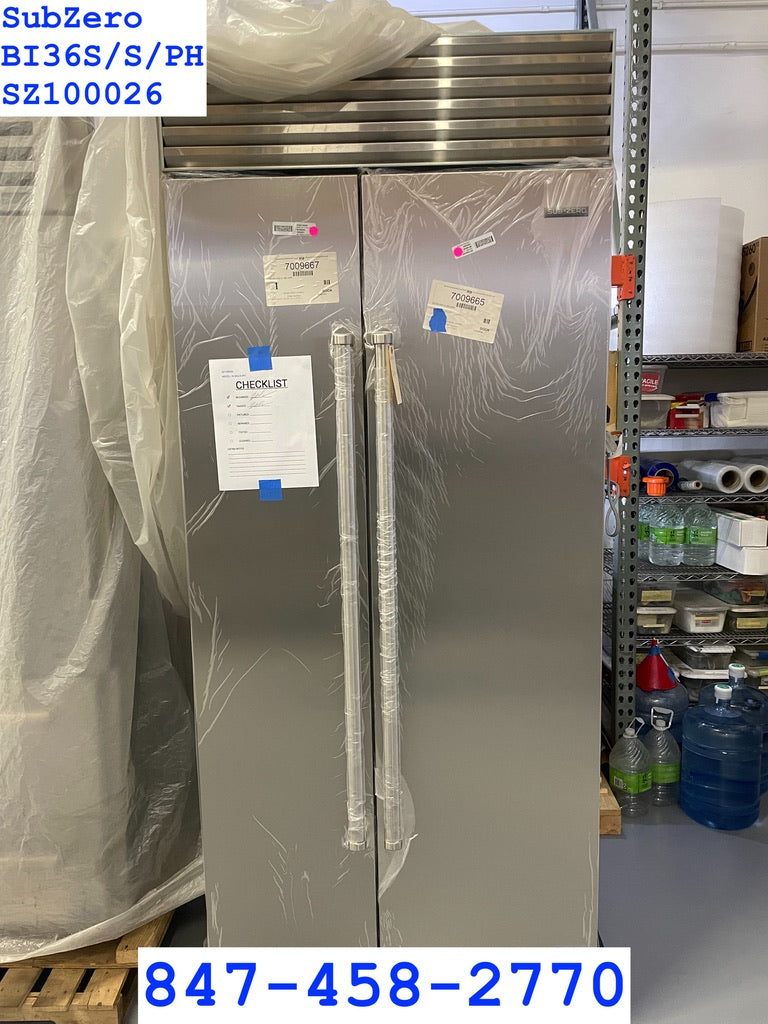 SubZero BI-36S/S/PH - 36” Side-By-Side Refrigerator W/ Freezer