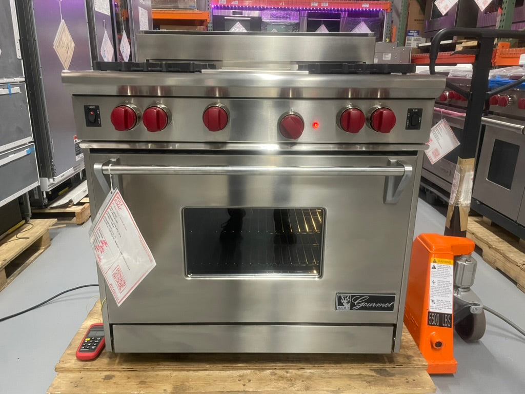 Wolf R364C - 36” 4 Burner All-Gas Range W/ Char