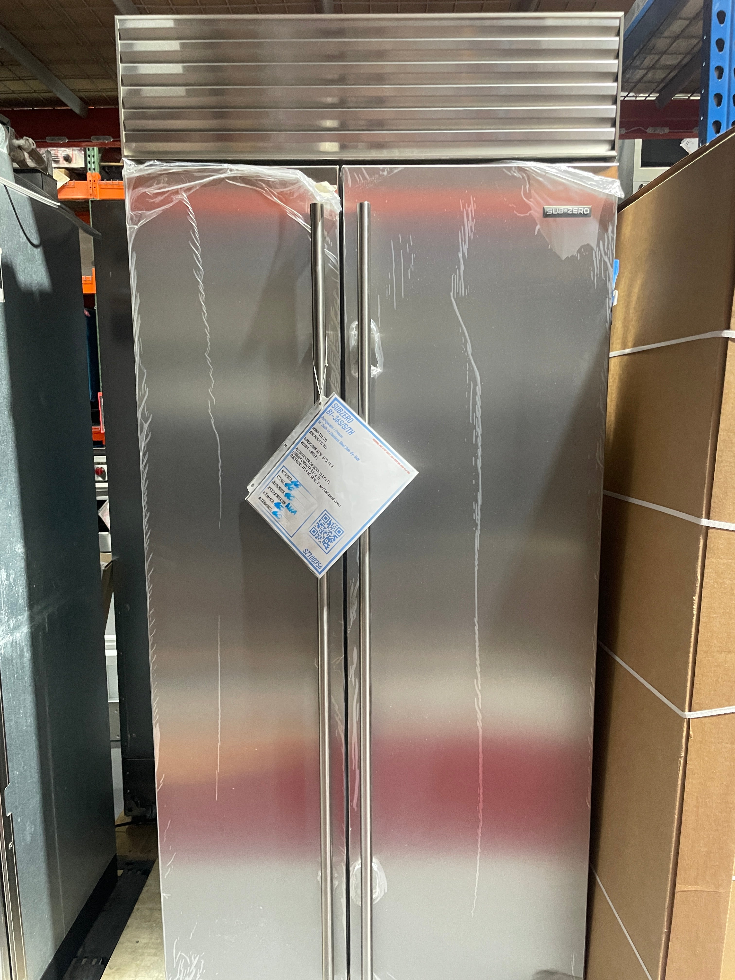 SubZero BI-36S/S/PH - 36” Side-By-Side Refrigerator W/ Freezer