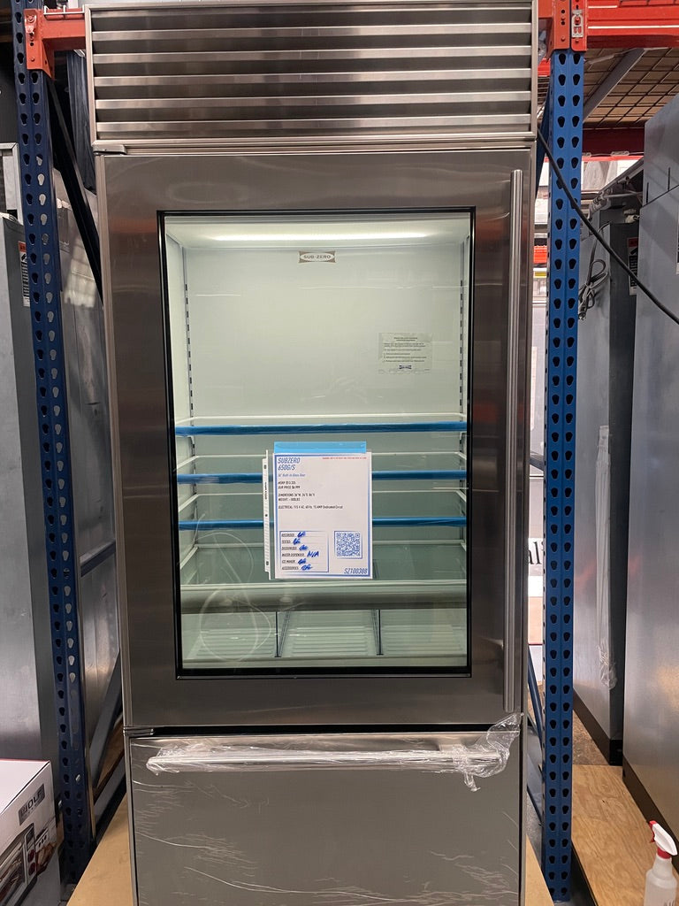 SubZero 650G/S-Left Hinge 36" Over-Under Refrigerator/Freezer W/ Glass Door